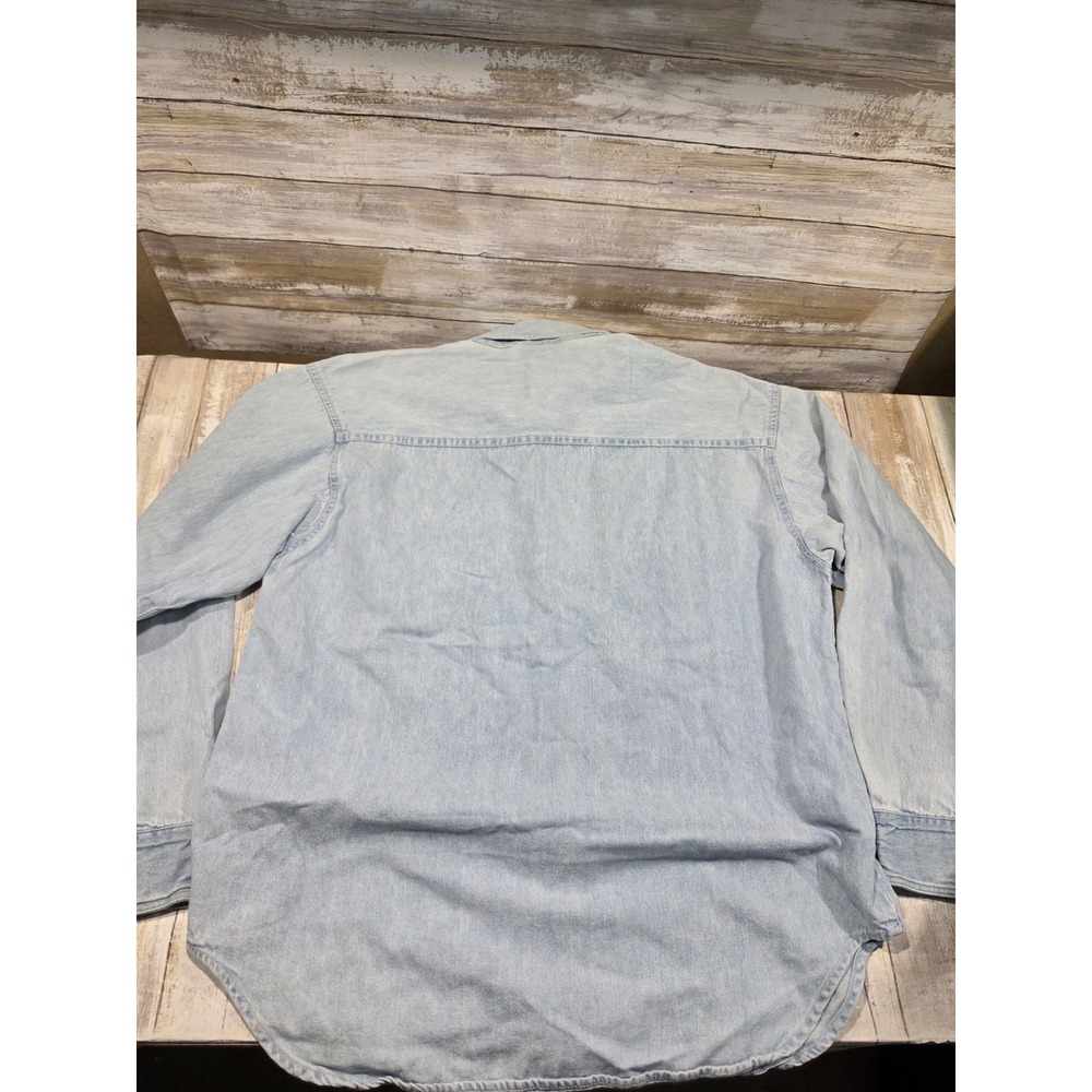Cotton Express Womens Light Wash Denim Button Down Shirt Long Sleeve Pockets - Picture 6 of 6